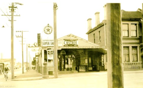 Great Northern Petrol Station, corner of Great King and Duke Streets, c1930s