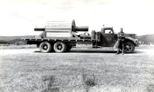 Burnetts Motors Cartage Contractors Truck with equipment for Waipori Power Stations