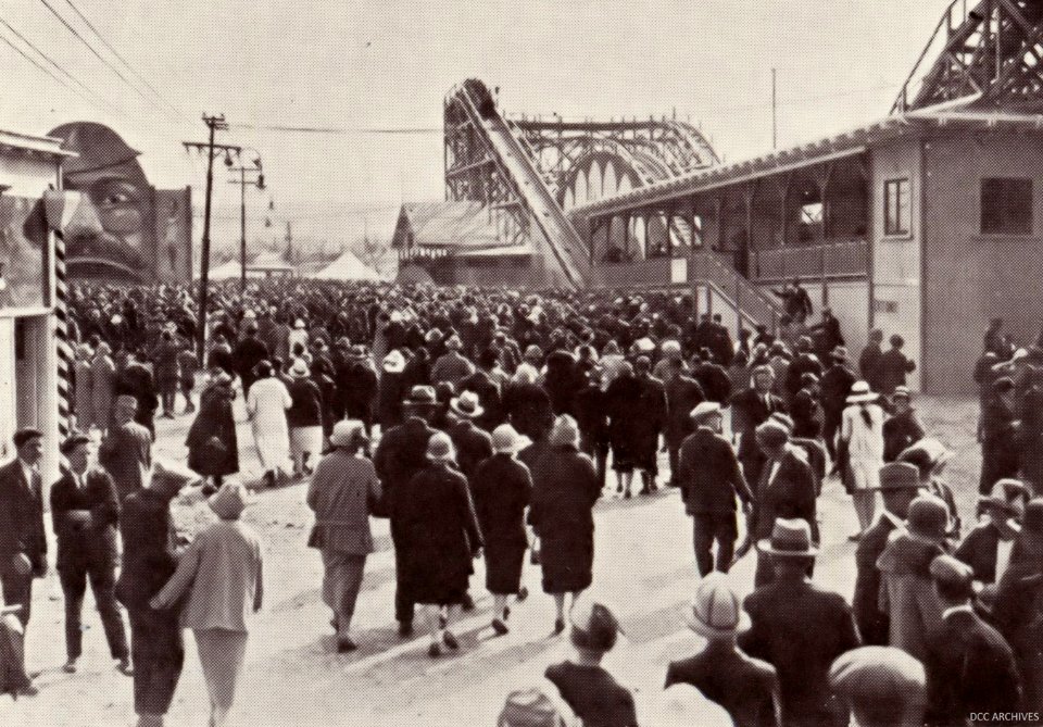 New Zealand & South Seas Exhibition - Amusement Park with Scenic Railway in background, 1925-6