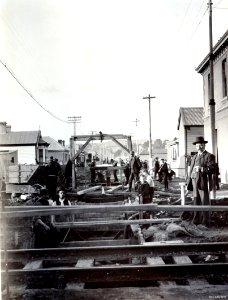 Sewerage pipe construction, c1912 photo