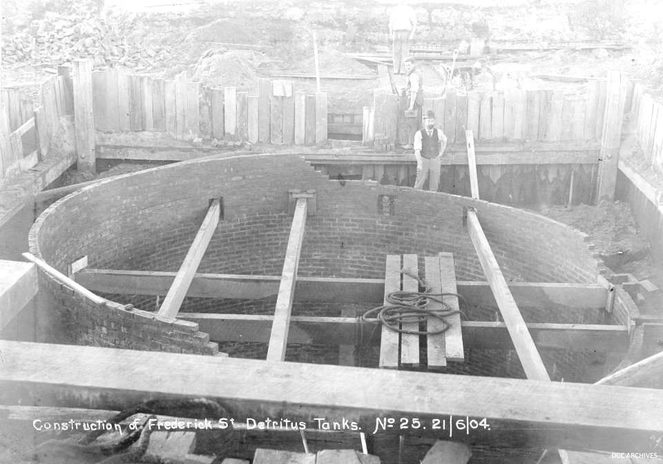 Construction of Frederick Street Detritus Tanks 1904