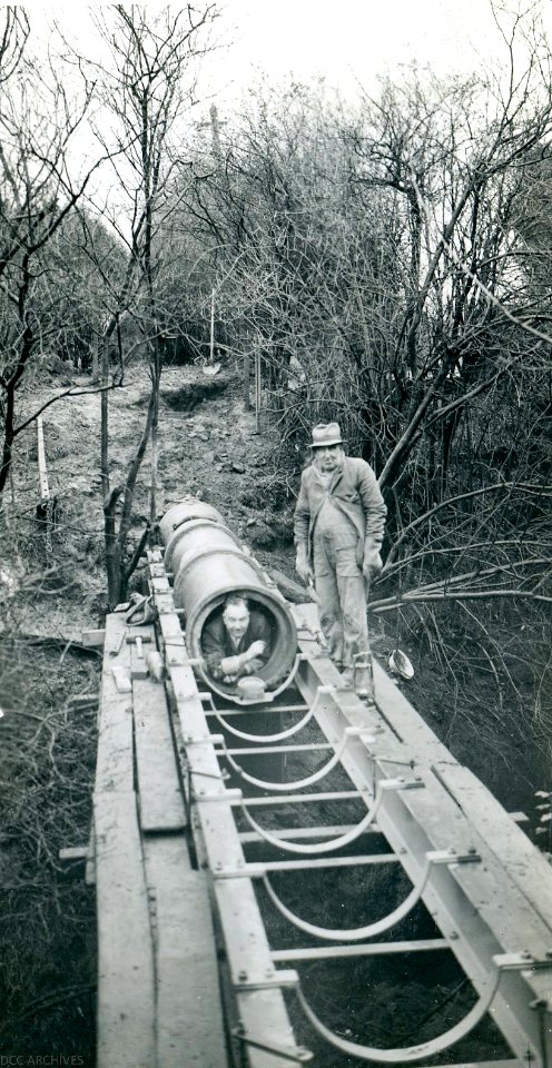 Pipe bridge across Kaikorai Stream 1941