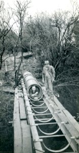 Pipe bridge across Kaikorai Stream 1941