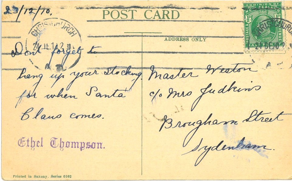 Christmas postcard - 23 December 1910