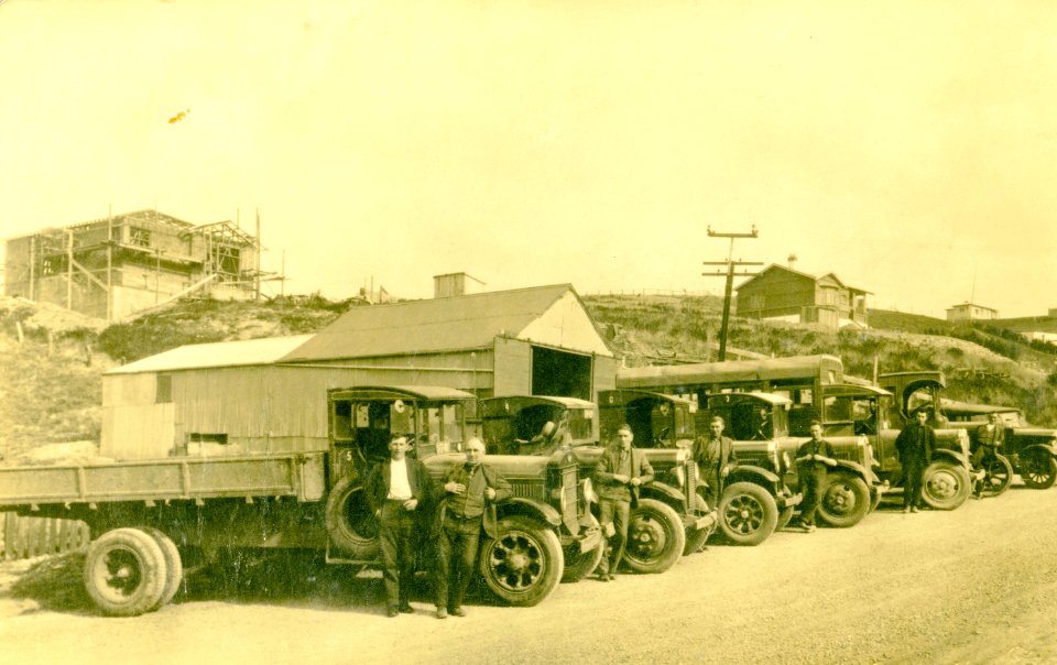 Harry McKay with fleet of trucks c1930s