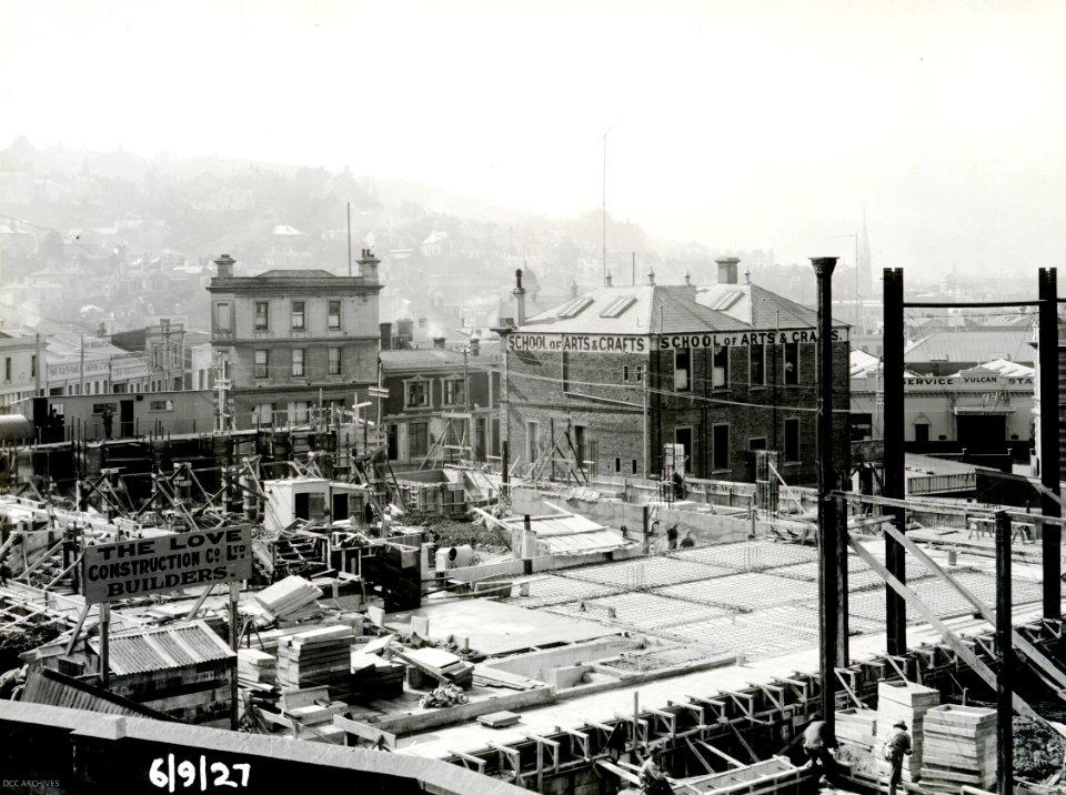 Foundation Work, looking towards Filleul Street - Dunedin Town Hall