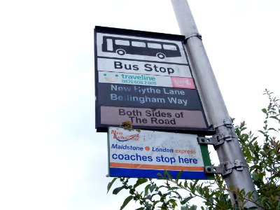 New Enterprise Coaches London Express Sticker on Green Line Coaches Stop. Still there in 2017