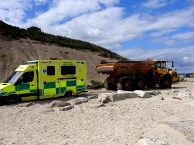 From a few years ago when an Ambulance got stuck on the beach Mudeford.