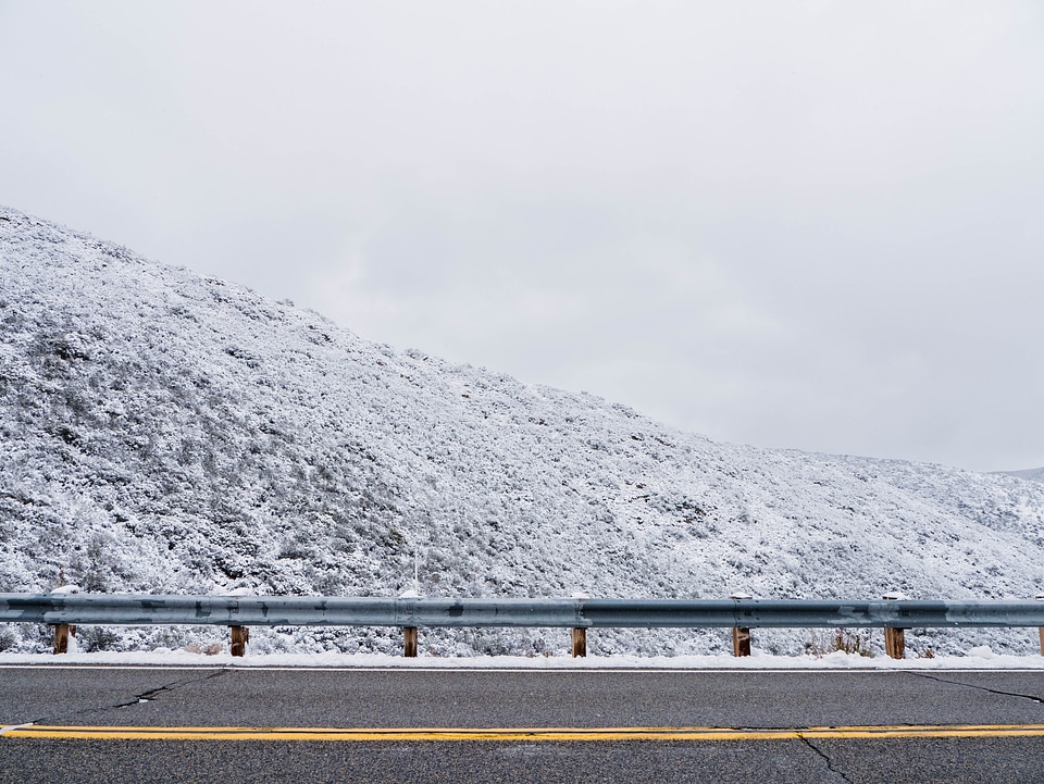 Yellow guard rail winter