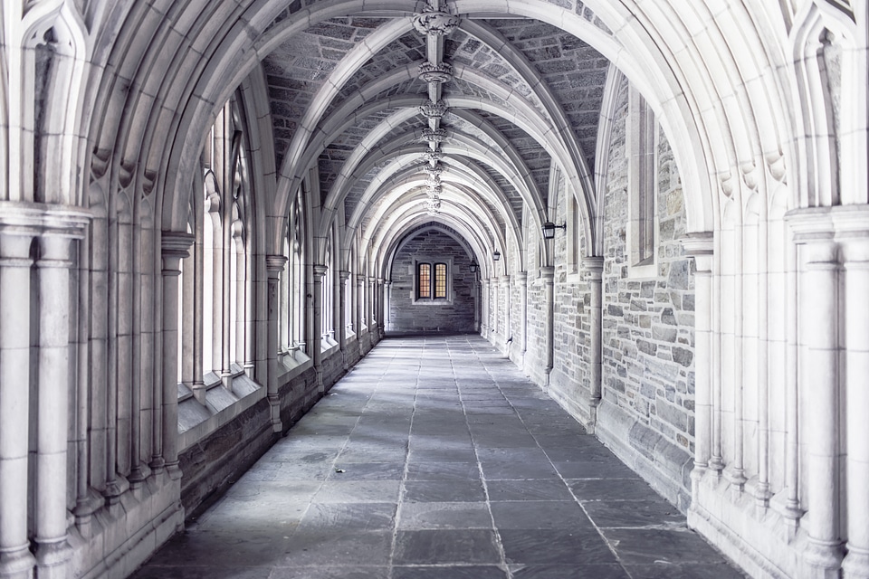 Hallway arches bricks photo