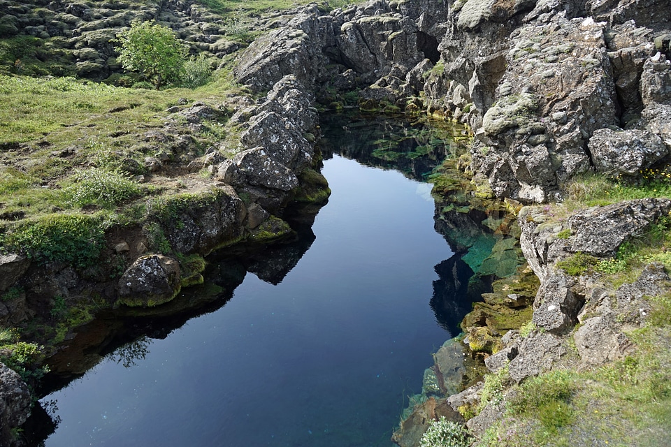 Little lake volcanic rock idyllic