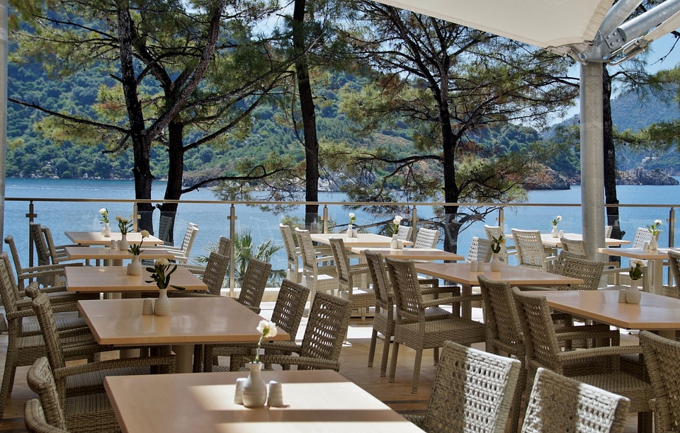 Garden restaurant outdoor sea