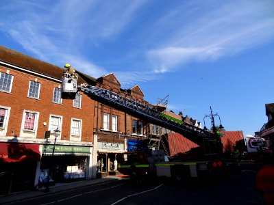 HIGH STREET SEVENOAKS KENT SCAFFOLDING HIT BY HGV