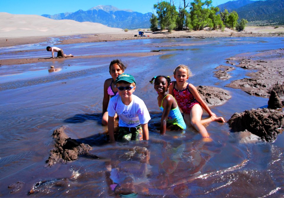 Children in Medano Creek