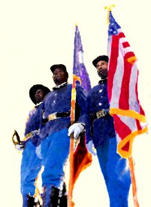 Painting of Buffalo Soldiers with Flags