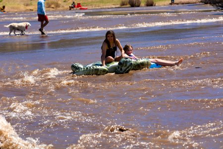 Girls Floating Medano Creek June 2019