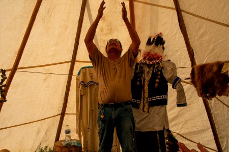 Jicarilla Apache Storyteller in Tipi