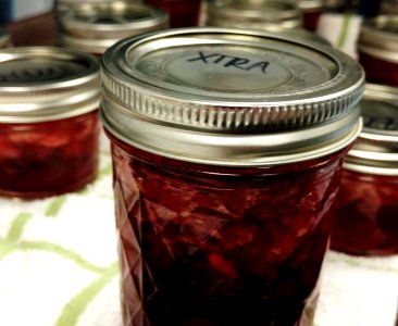 Strawberry jam close up photo