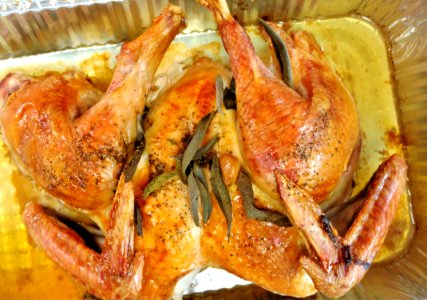 Spatchcocked turkey with fresh sage and garlic