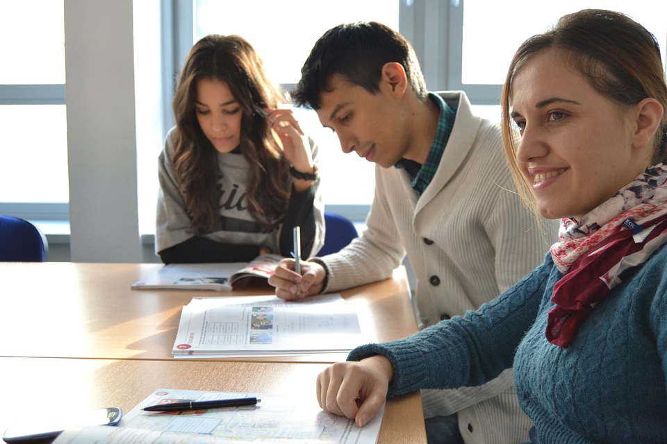 Students multicultural language school