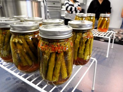 Waiting for the pickled asparagus jars to pop and seal! photo