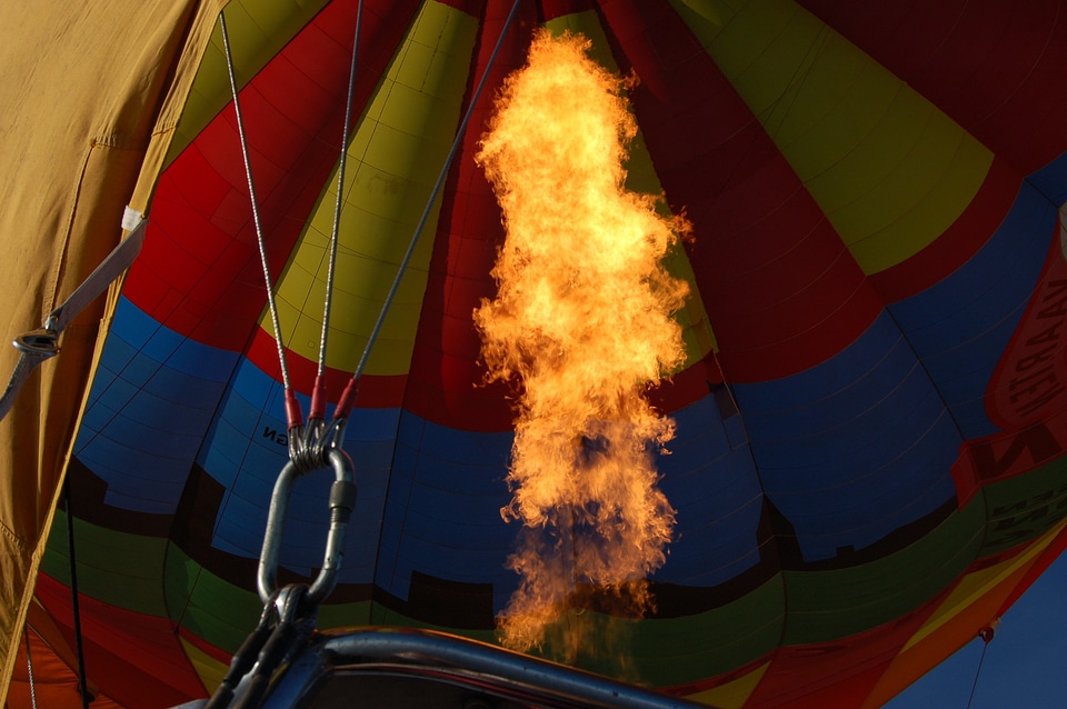 Hot air balloon burner fire