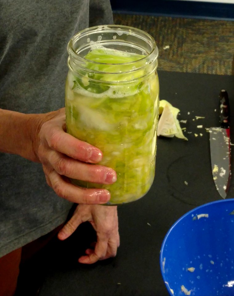 Mason jar filled with cabbage