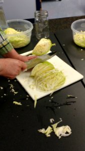 Slicing cabbage for sauerkraut