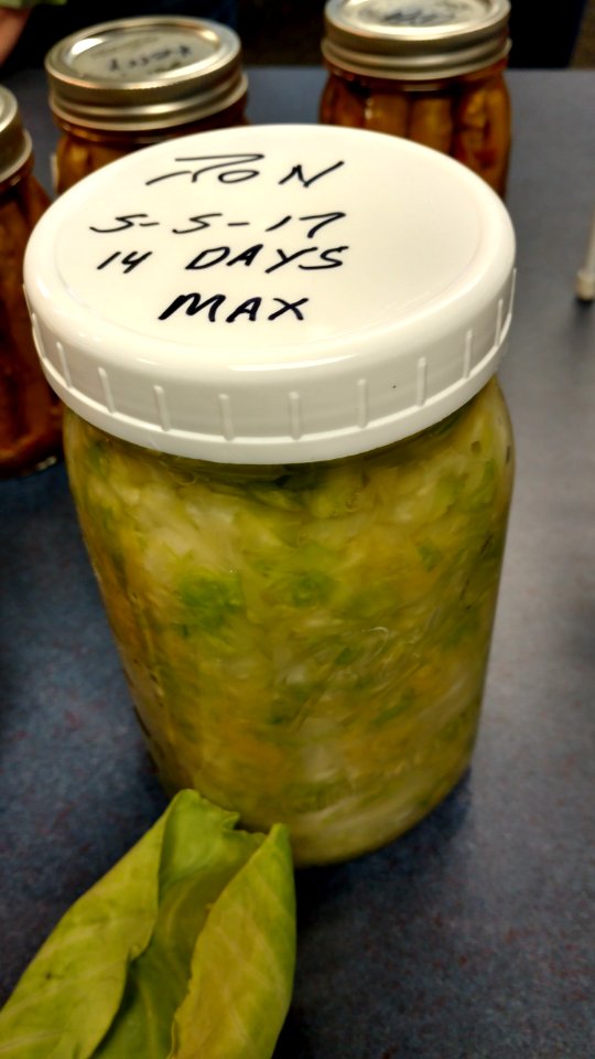 Sauerkraut labeled with date