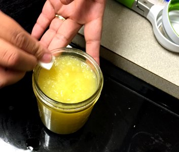 Wiping jar rim before adding lid and ring photo