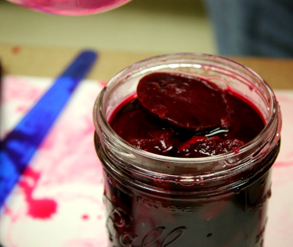 Pickled beets in jar photo