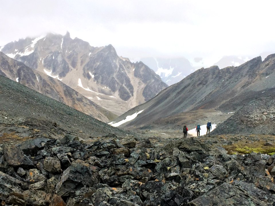 Hikers Between Upper Twin Lake and Kijik