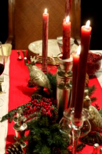 Red holiday table setting