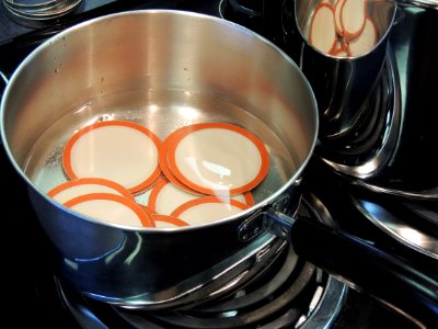 Heating canning lids photo
