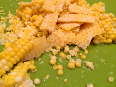 Corn kernels ready for freezing