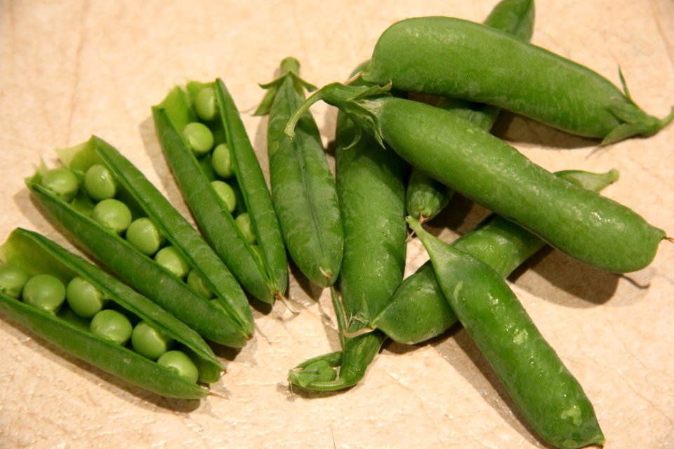 Shelling peas in pods