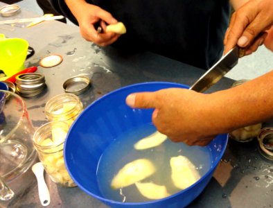 Preparing pears for canning photo