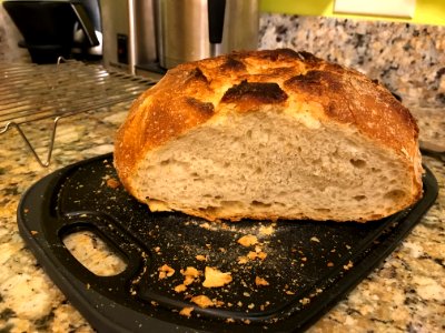 Sliced loaf of sourdough bread photo
