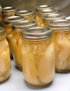 Canned pear jars photo