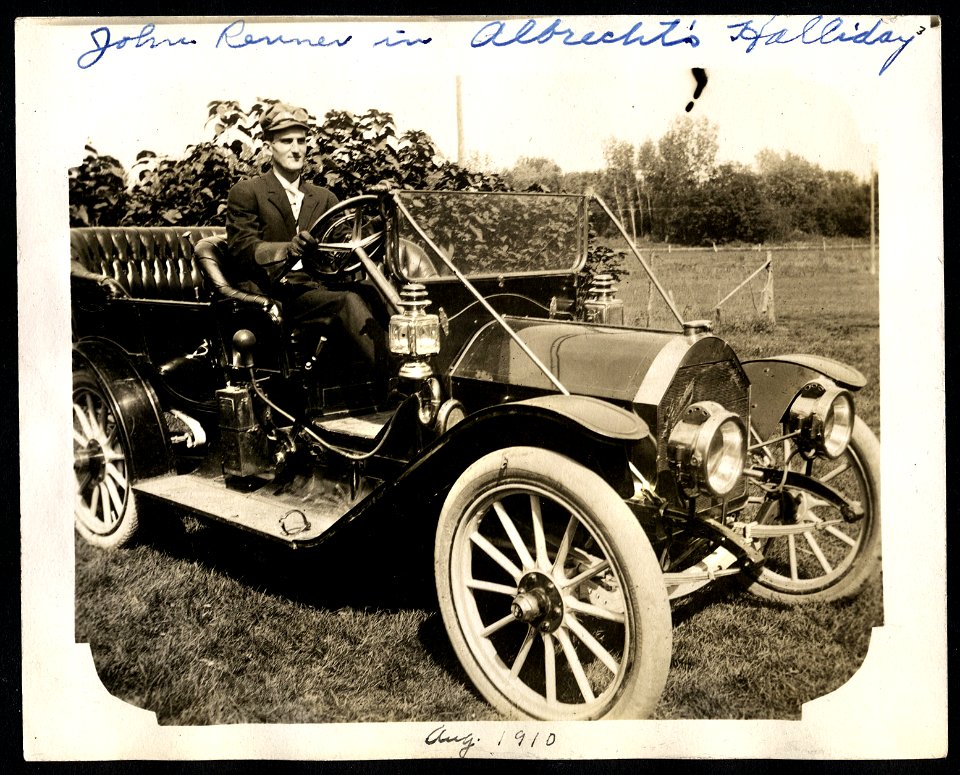 John Renner in Albrecht's Halladay, August 1910