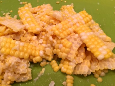 Corn kernels ready to be frozen photo