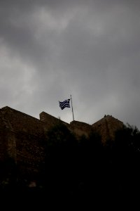 Clouds over Greek flag photo