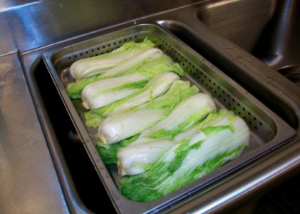 Draining Whole Napa Cabbage photo