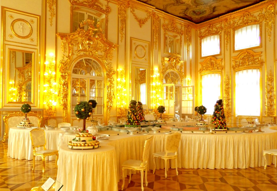 Dining room inside Catherine's Palace