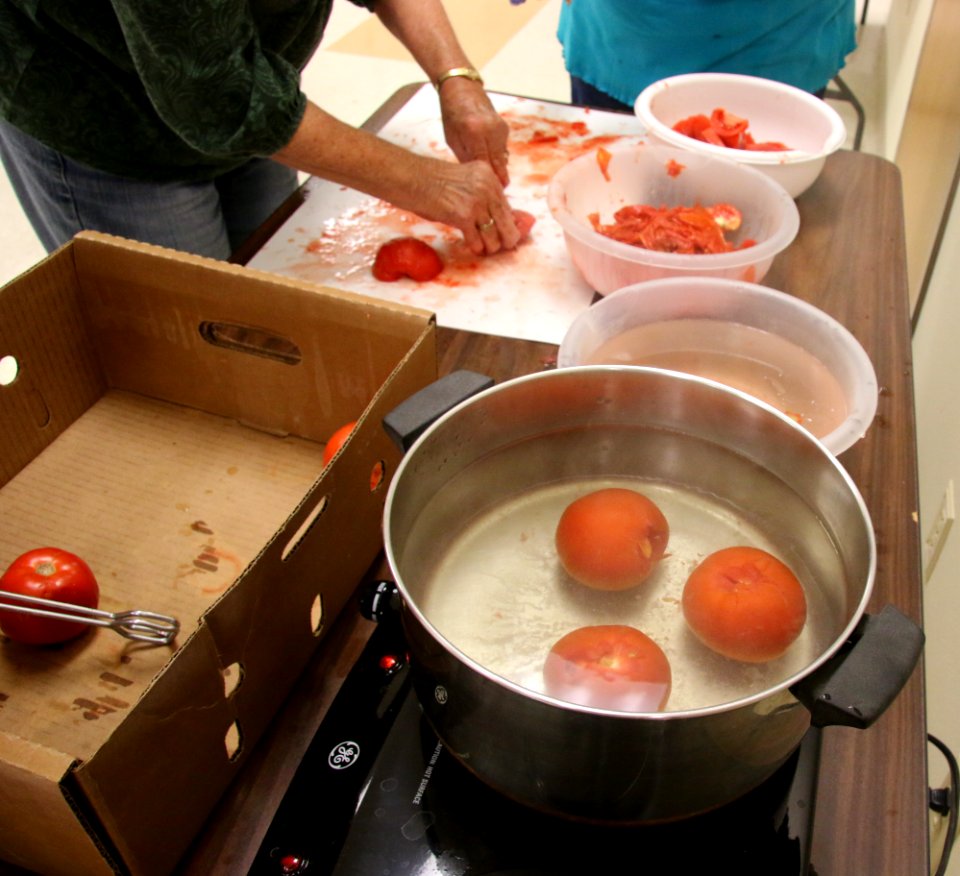 Removing skins from tomatoes