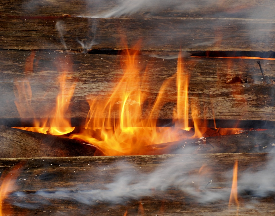Wood flame brown fire