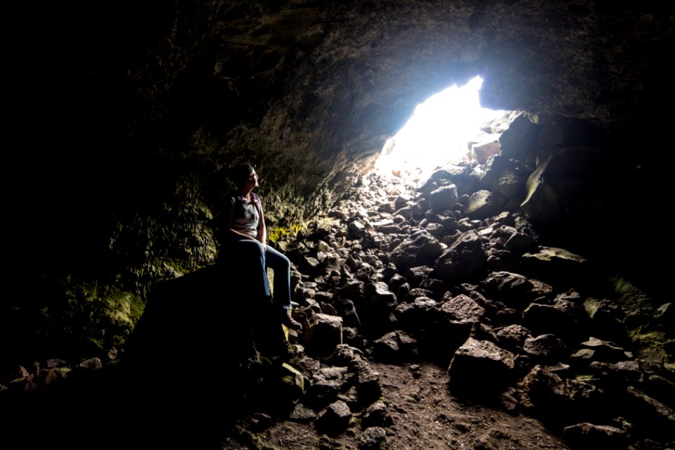 Enjoying the cool air of Beauty Cave in the summer heat