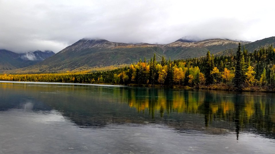 Fall colors on Kontrashibuna Lake photo