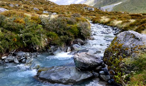 Alpine stream Mt Cook NP. NZ photo