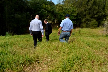 Holroyd City Council Mayor Ross Grove with John Perry and Councillor Greg Cummings announcing a new draft masterplan for Gipps Road and Hyland Road Parks in Greystanes